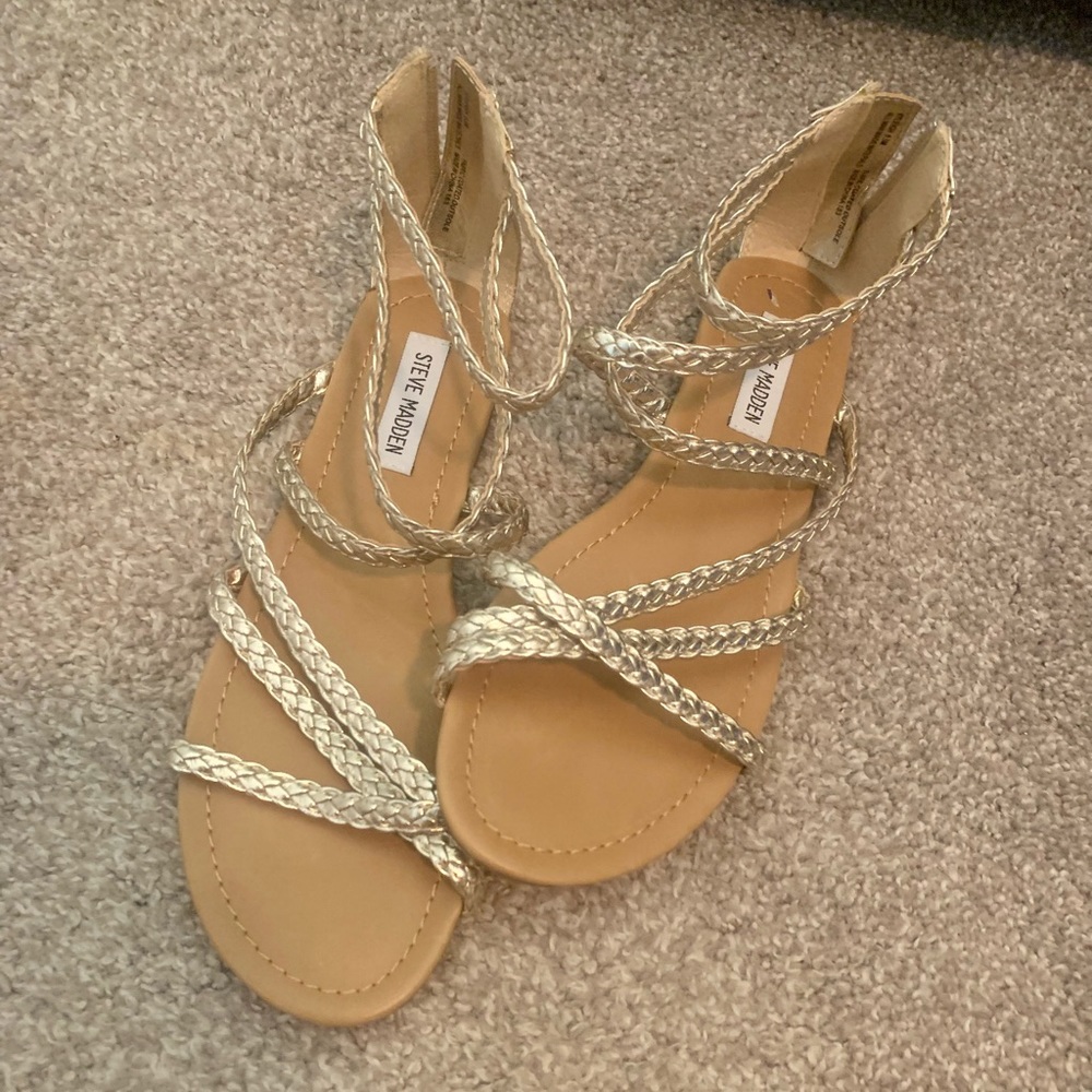 Gladiator sandals, white gold color, size 8.5